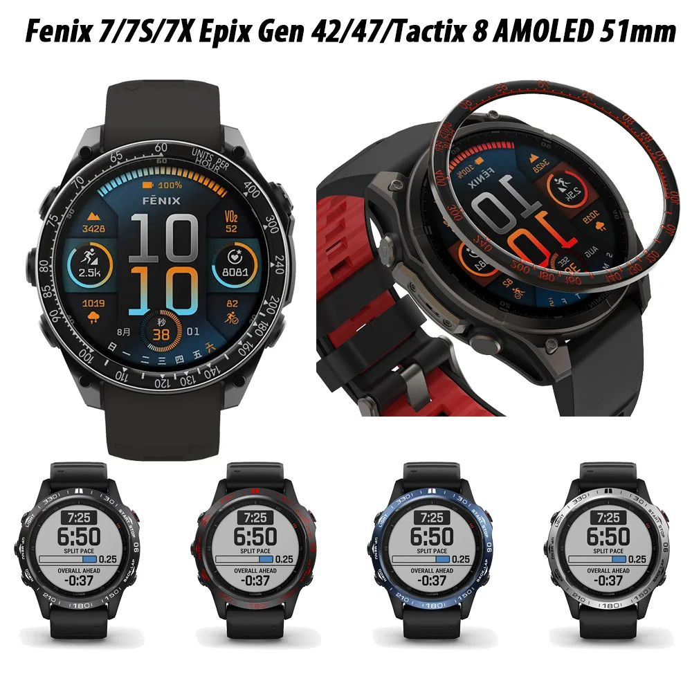 Metal Time Bezel Ring For Garmin Fenix 8 47mm 7 7X 51mm Protective Case Cover Shell Bumper Epix Gen 2 Protector Accessories