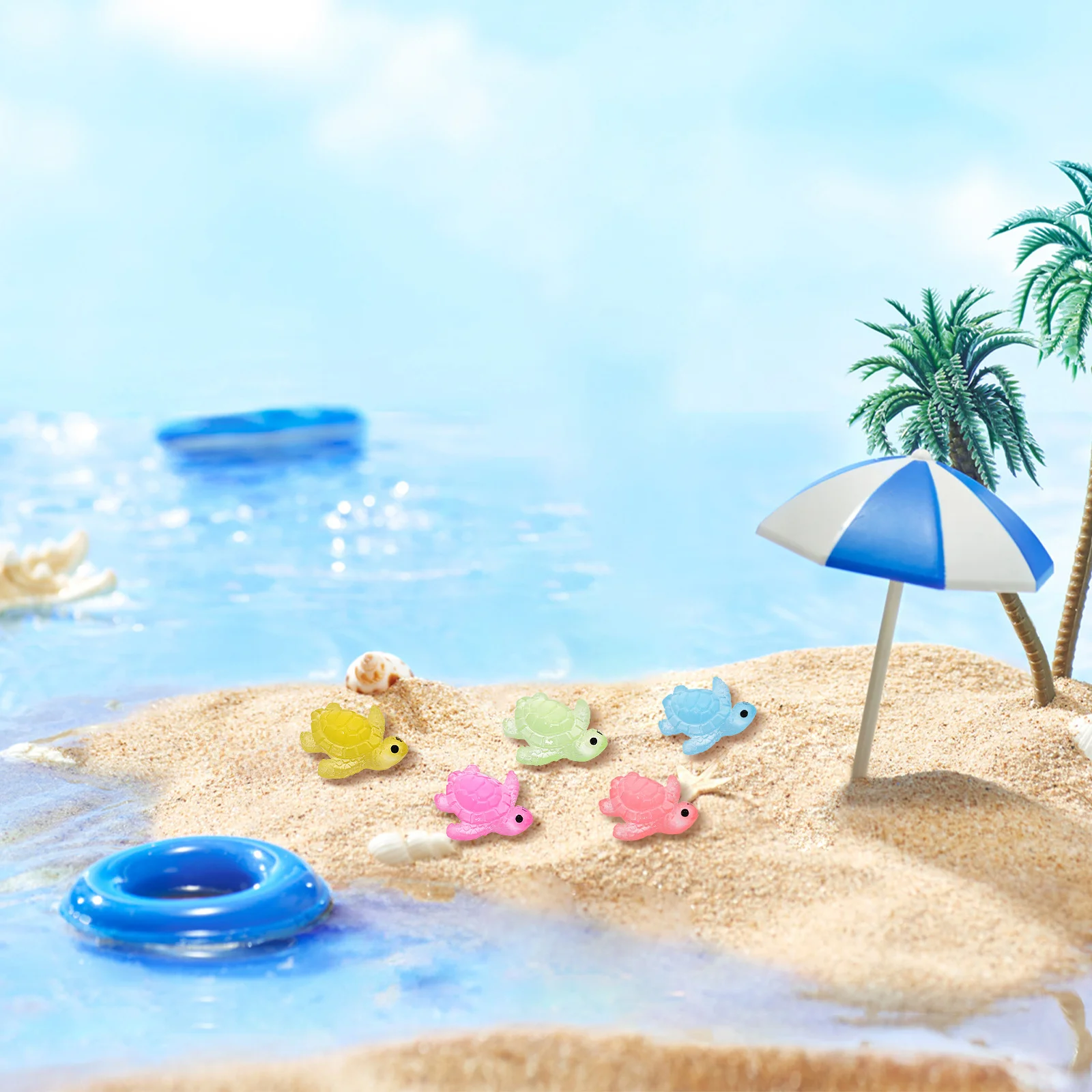 50 peças no escuro tartarugas resina decorações de tartaruga marinha para aquário jardim mesa ornamentos luz noturna