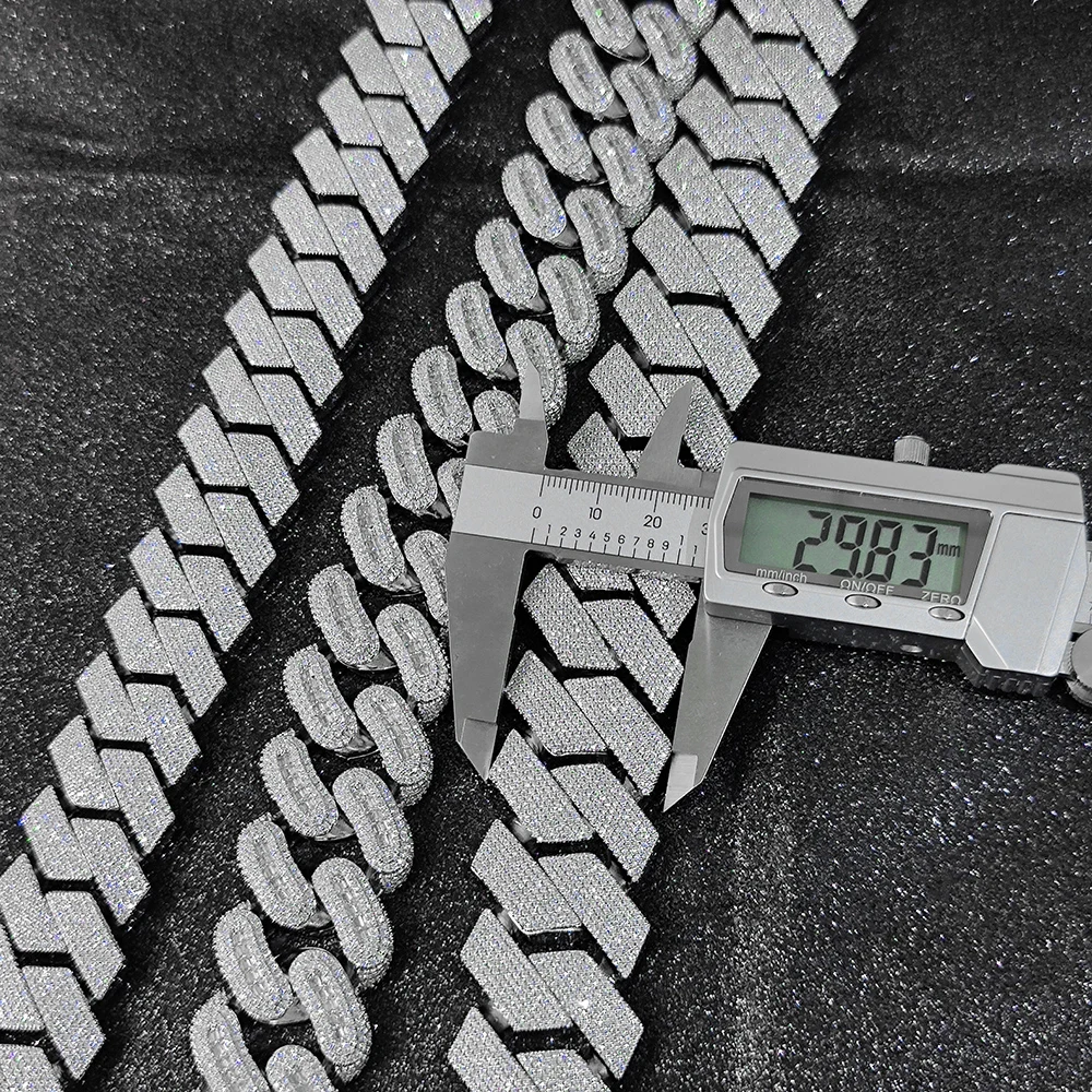 Big Size 30mm Hip Hop Jewelry Iced Out Miami Prong Cuban Chain Rapper Inlay 7 Rows CZ Cuban Link Chain Necklace For Men