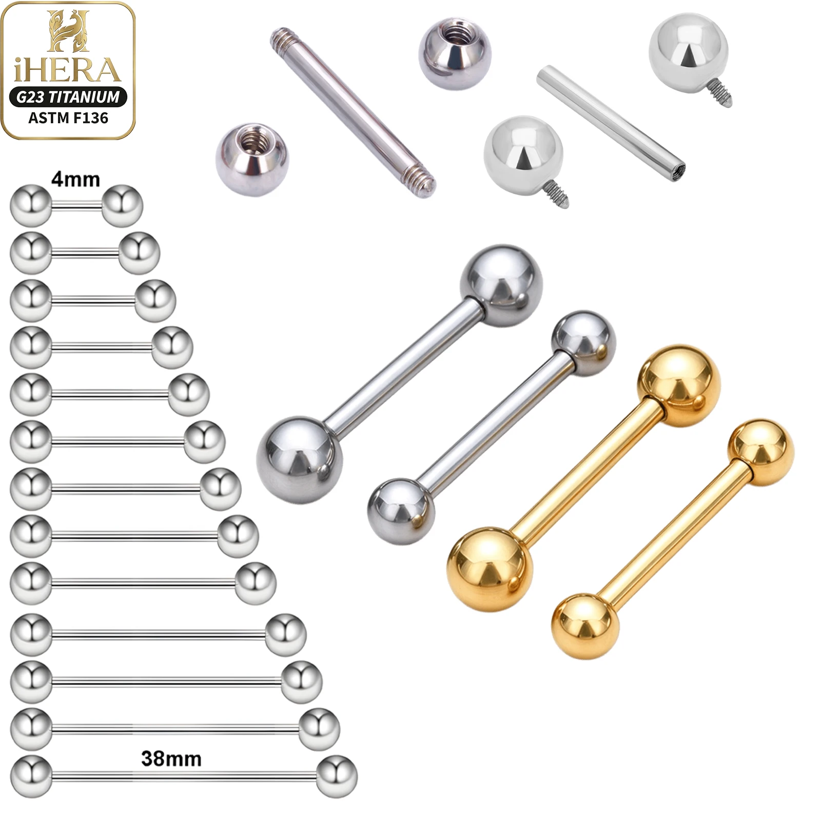 1/5/10PCS G23 Titanium Barbell Ball Packs Industrial Scaffold Cartilage Helix Tragus Conch Daith Ear Body Piercing Jewelry