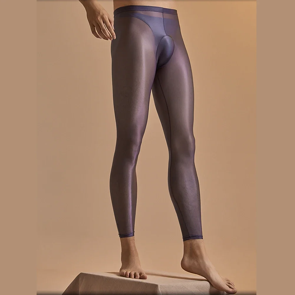 

Male Stocking Pantyhose Men Quick-drying See Through Slim Fit Smooth Solid Color Transparent Daily Bottom Socks