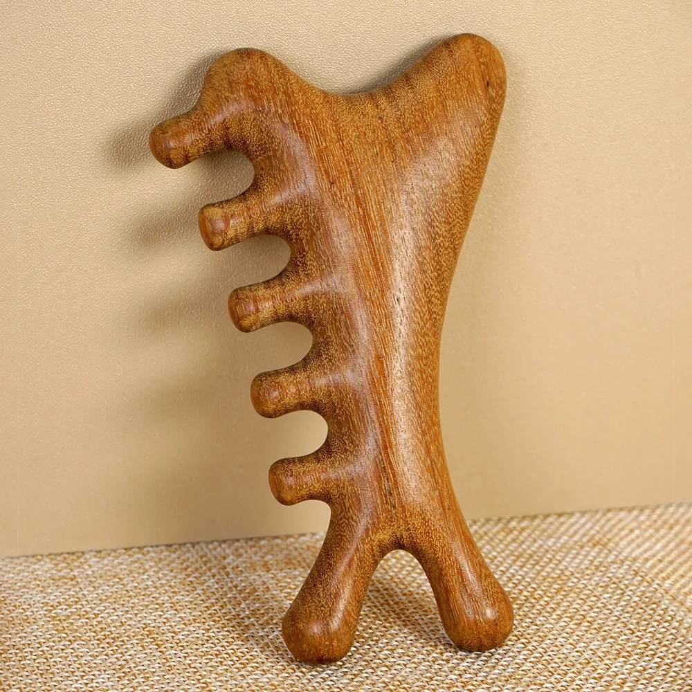 Natural Sandalwood Massage Comb Wide Toothed Scalp Massage Comb Anti-Static Soothing Stress Hair Scalp Massage Tool