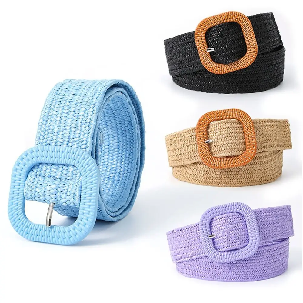 Fashion Female Waist Belt Bohemian Braided Belts for Women Summer Patchwork Straw Woven Belt Wide Waistband High Quality