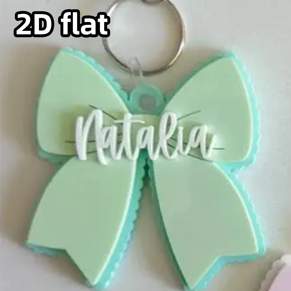 سلسلة مفاتيح على شكل فيونكة أكريليك واحدة، علامة اسم القوس الصدفية المخصصة، لوحة اسم مخصصة، سحر حقيبة القوس الجميل - قطعة واحدة