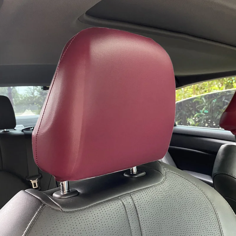 Universal Car Headrest Cover Elastic PU Leather Waterproof Dustproof Cover Front Rear Seat Head Rests Protectors Car Truck SUV