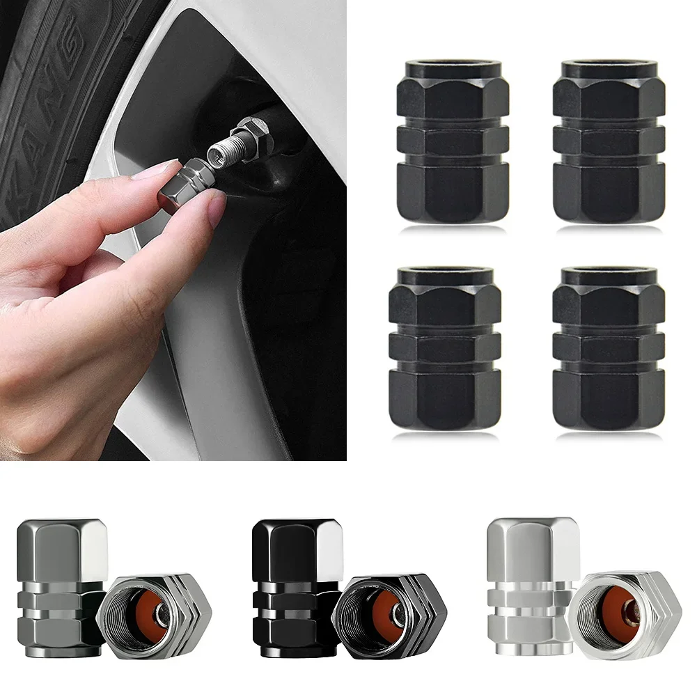 

4Pcs Aluminum Car Tire Wheel Rims Stem Air Valve Caps Tyre Cover for Truck Bike - Set of 4