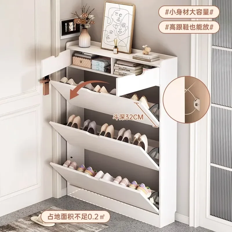 Ultra-Thin Narrow Shoe Cabinet for Small Spaces Modern Minimalist Entryway Storage Rack Multi-Tier Door Mounted Shoe