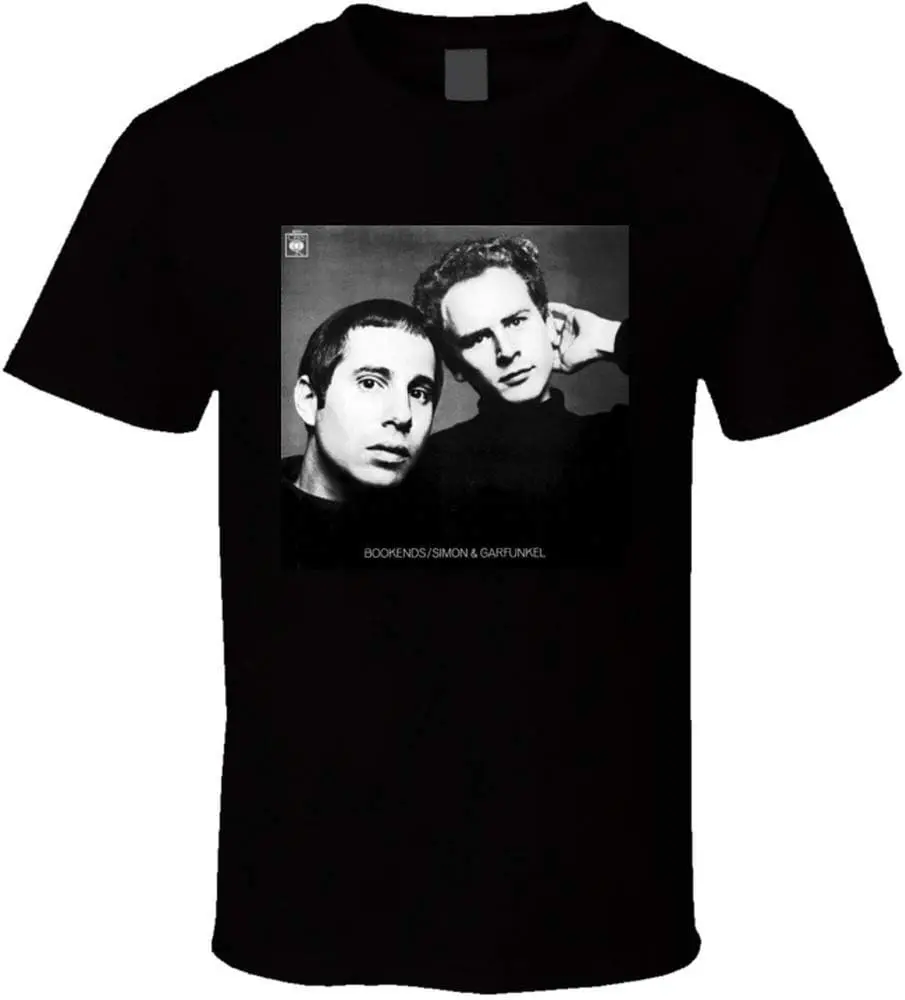 Simon Garfunkel Bookends T Shirt Black Short Sleeve Tops Tees Cotton Print Tshirts