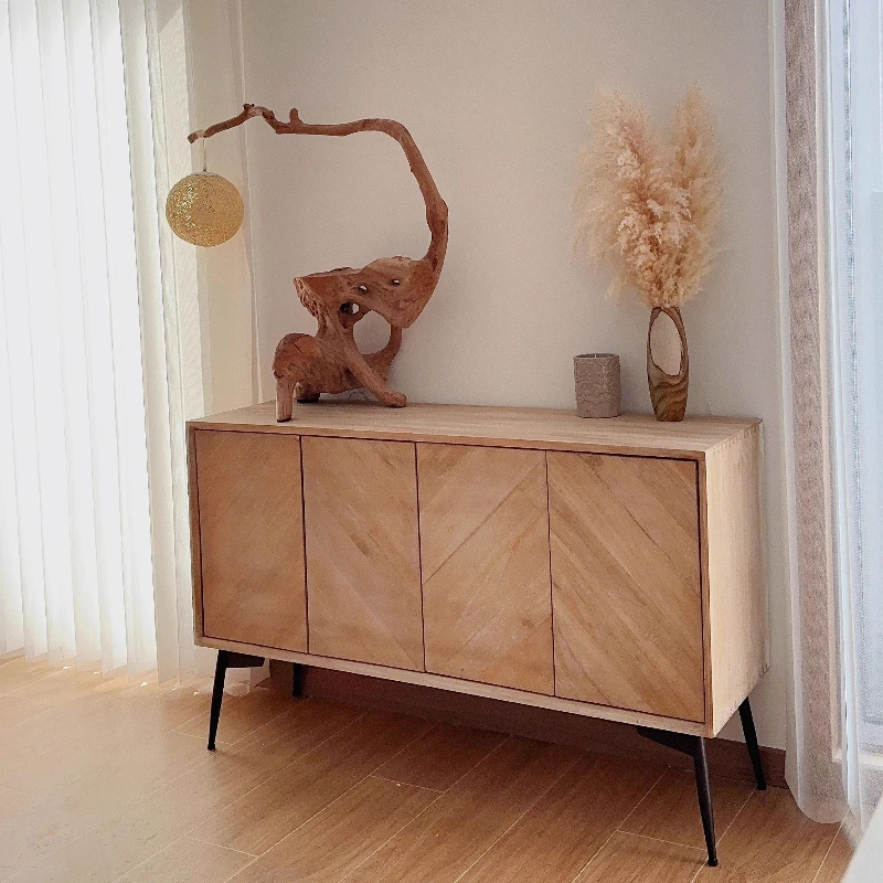 

Nordic light luxury simple entrance cabinet, living room against the wall storage, dining side, solid wood modern wind partition