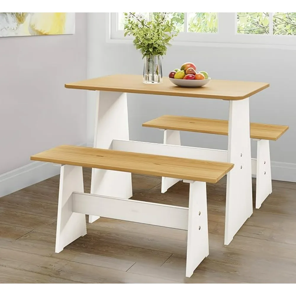 Chapman Natural/White Bench Dining, Breakfast Set