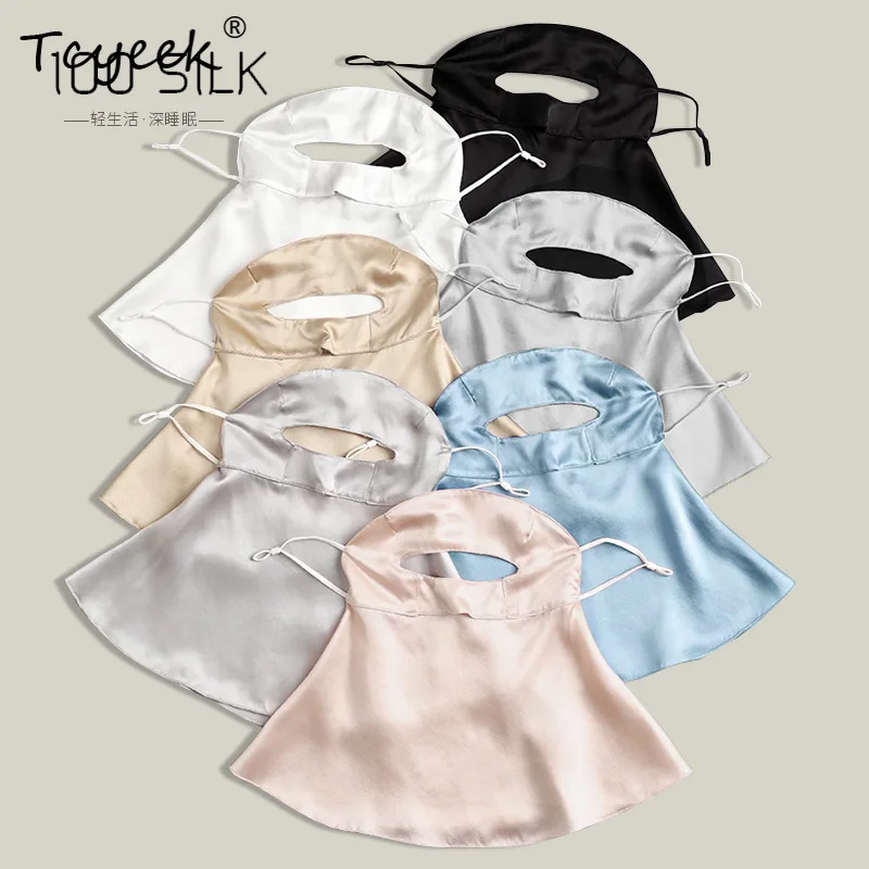 Tcyeek, 19MM 100% Máscaras de Seda Real, Proteção UV Protetora Solar Feminina, Máscara Facial Respirável à Prova de Poeira, 2024 Verão A47720QC