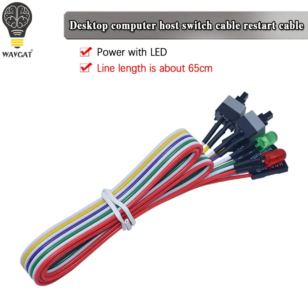 1PCS 65CM Slim PC Compute Motherboard Power Cable Original On Off Reset with LED Light PC Power Reset Switch Push Button Switch