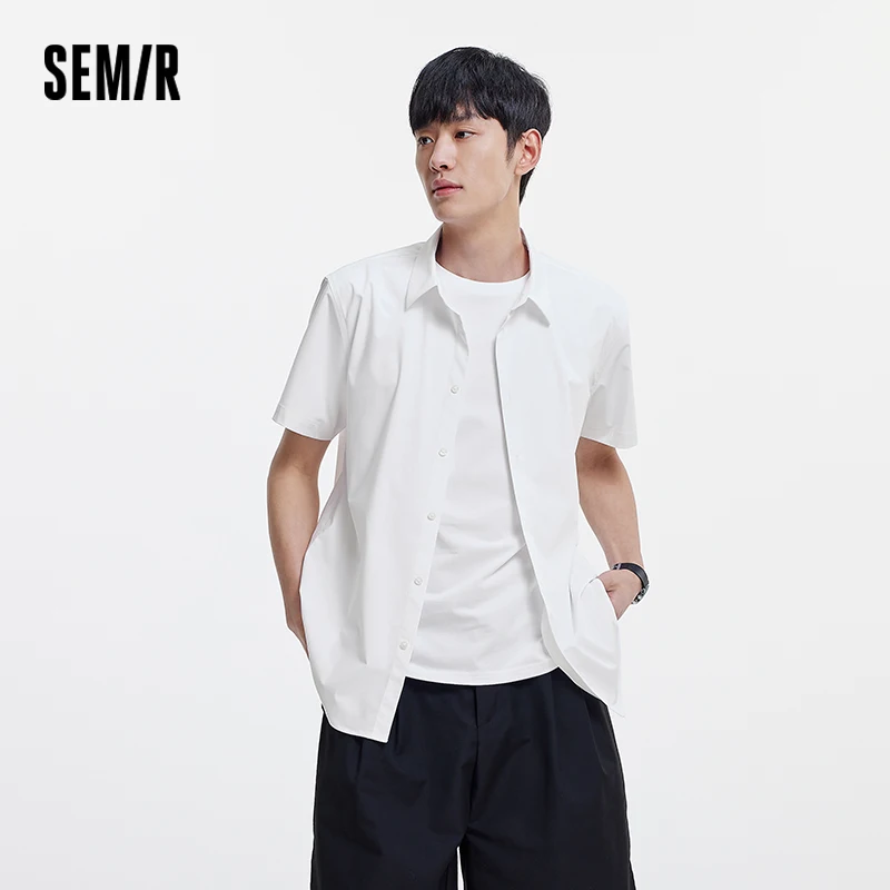 Базовая рубашка Semir с коротким рукавом, мужская охлаждающая деловая повседневная рубашка, новинка лета 2024, однотонная офисная одежда, подходит