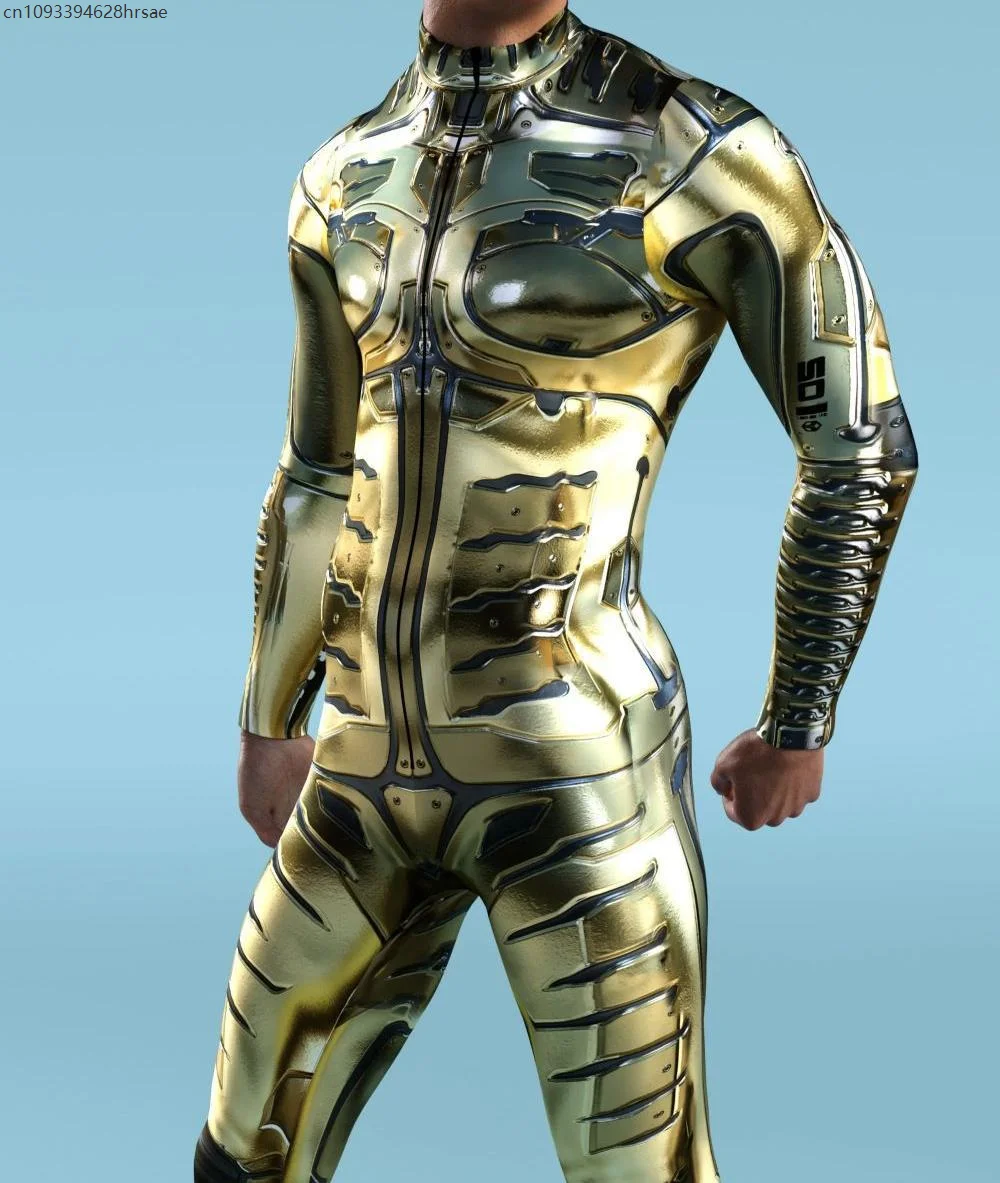 

AP 3D Print CyberPunk Mechanical Jumpsuit Cosplay Tight Bodysuit Steampunk Halloween Carnival Costume Party Men Zentai Suit