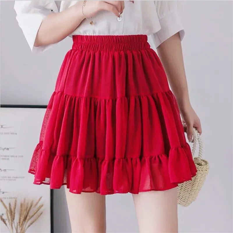 Korean Style Women Summer New Fashion High Waist Short Skirt soft breathable Cute Pleated Mini Skirts Holiday Beach Skirts