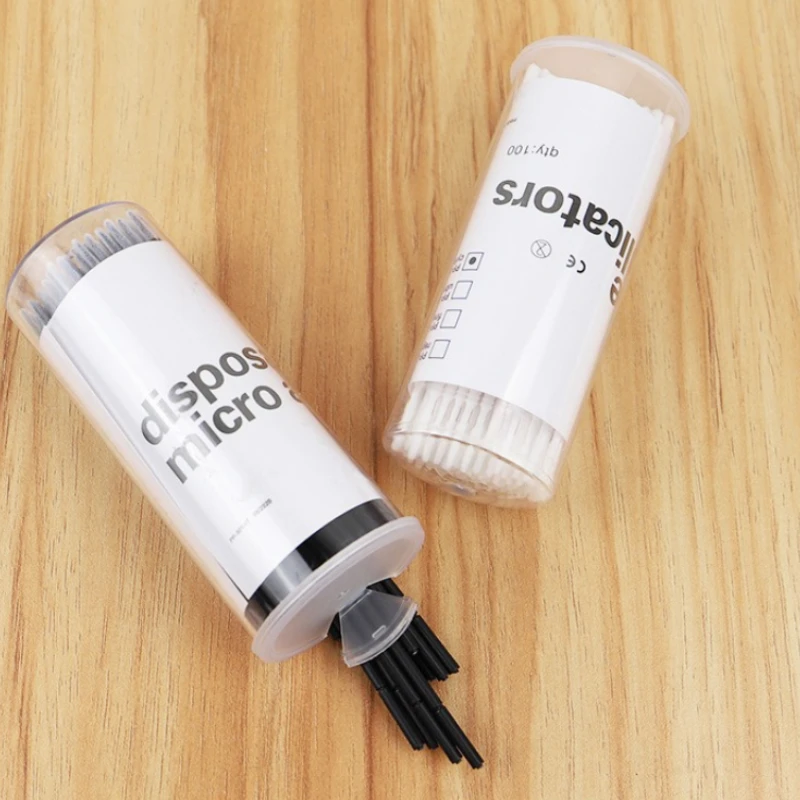 100 個使い捨てナノ綿棒メイクアップネイルアートアイライナーアイラインメイクアップツールまつげ除去クリーニングスティックメイクアップツール