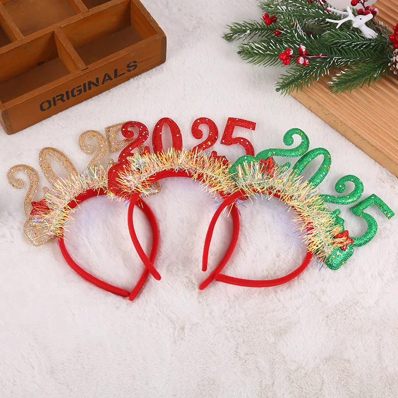 2pcs/lot 2025 Christmas Headwear New Year Headbands Photo Props Children Adult Christmas Party Decoration Navidad Gift