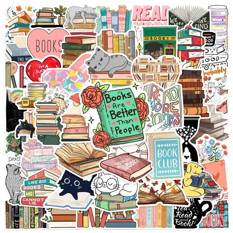 

50PCS Cartoon Animal Reading Children's PVC Sticker Aesthetic Decoration Scrapbooking Stationery School Supplies for Kids