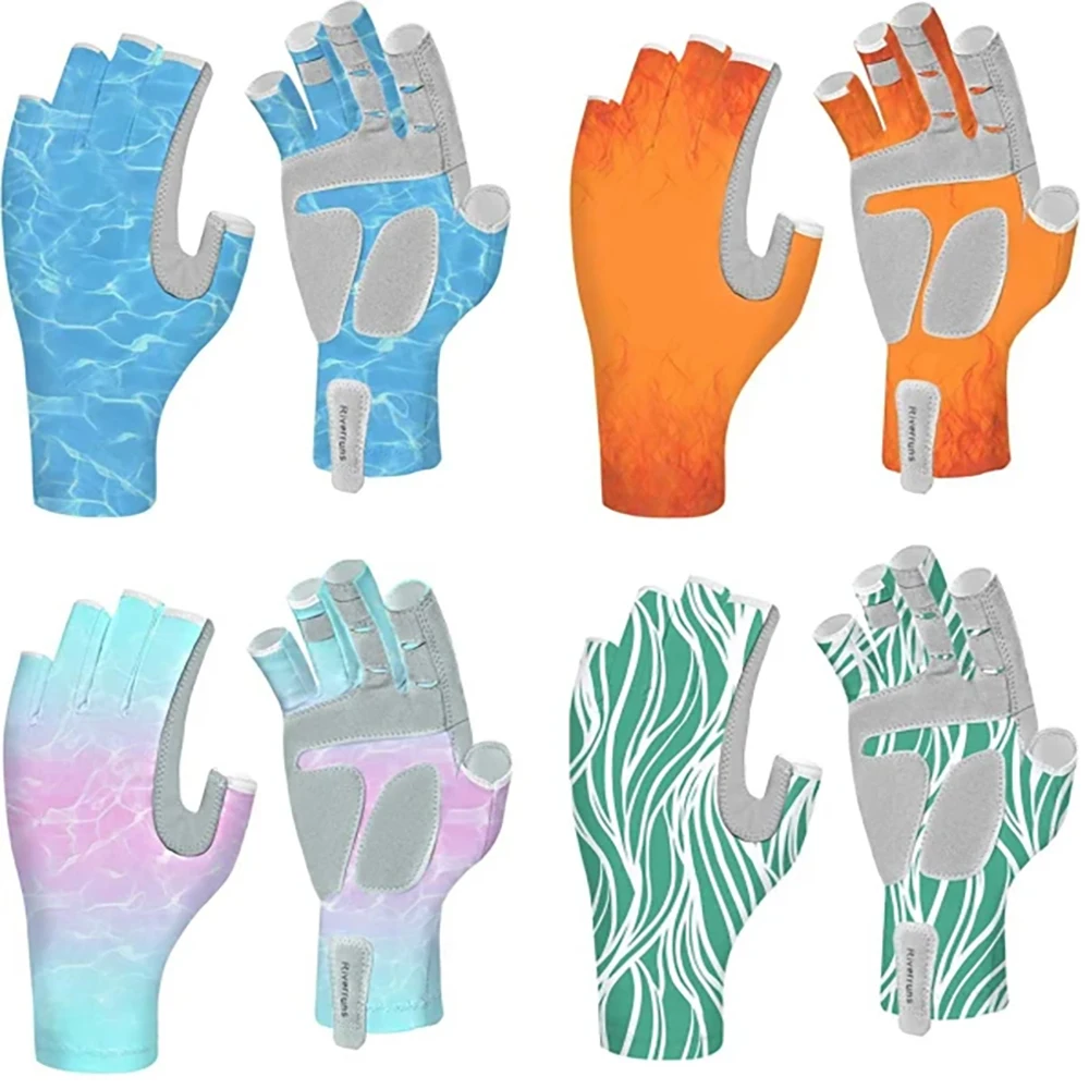 

Aventik UPF50 + солнцезащитные перчатки 3/4 без пальцев, рыболовные перчатки, 4-сторонняя эластичная дышащая ткань для рыбалки, вождения