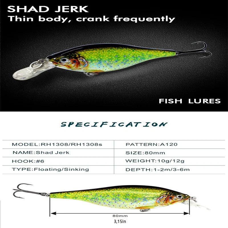 Carnasier Fishing Lure Artificial Bait Crankbait Fake Floating And Submerged Mino Predator 8CM 10G