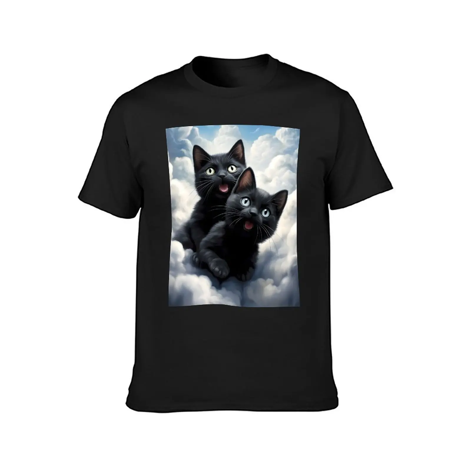 Black Cats Playing in the Field T-Shirt sports fans kawaii clothes sublime tops T-shirt men