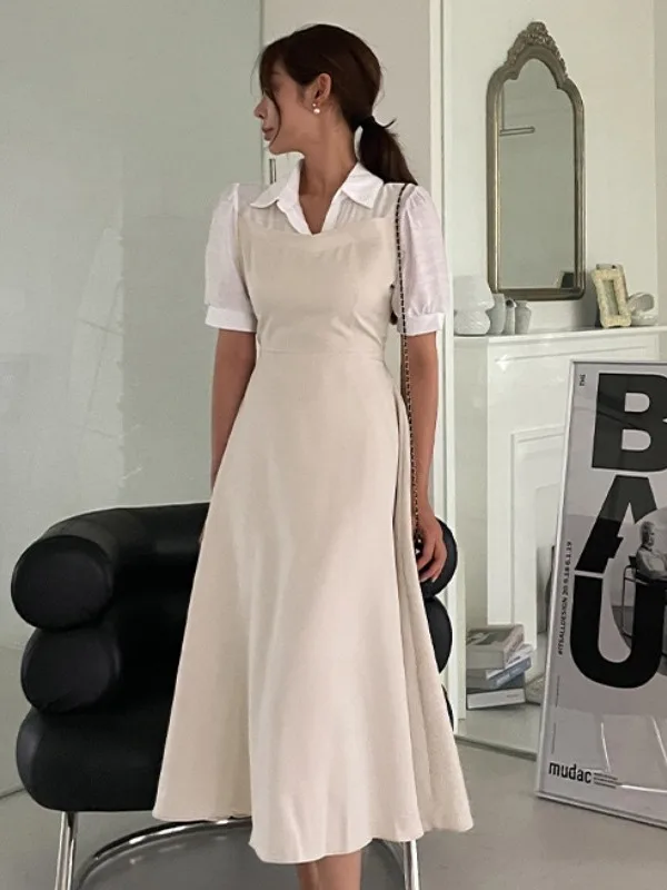 

Summer New Sle Women's Dr Color Blo Belt A-Line Long Skirt Ele Personali Match Color Maxi Dr Splice Design