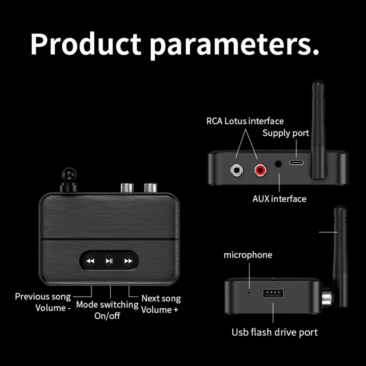 

A23G NFC Bluetooth 5.4 Аудиоприемник 3.5 мм AUX RCA Стереоадаптер Bluetooth для воспроизведения музыки без потерь с USB-накопителями для колонок
