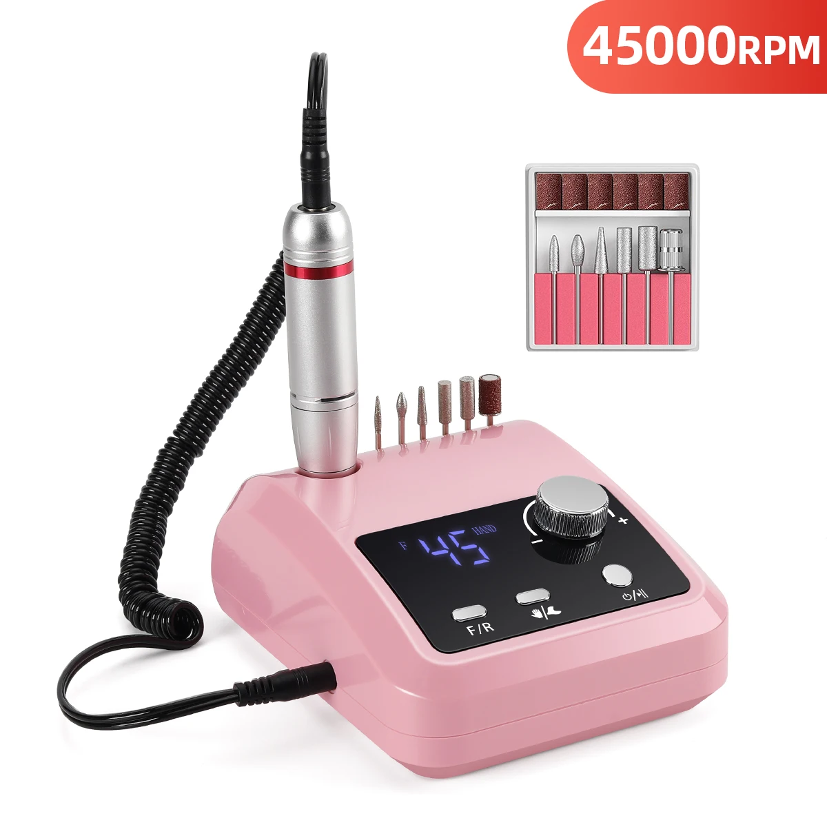 

45000RPM Electric Nail Drill Professional Manicure Machine Nail Sander With Large LCD Screen Nail Drill Bits Portable Salon Tool