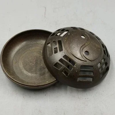 Antique Red Copper Taiji Bagua Incense Burner Decorations