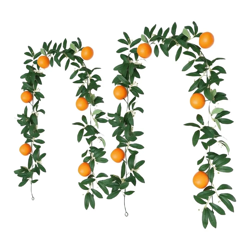 Realistic Fake Citrus Fruit Garland 175cm Artificial Lemon Orange Vine Hanging Decoration For Living Room Party Wedding