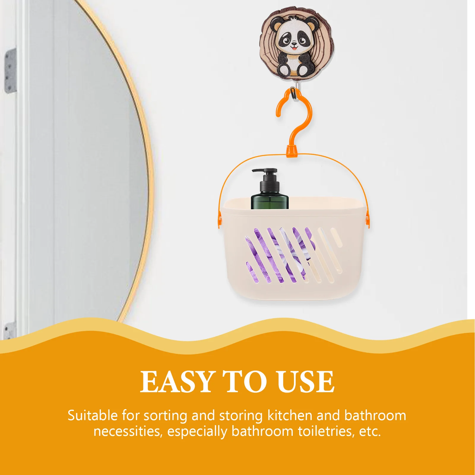 

Plastic Storage Basket Hanging Rotatable Hook Hollow Drainage Kitchen Bathroom Organizer Shower Shelf Caddie Hanging Basket