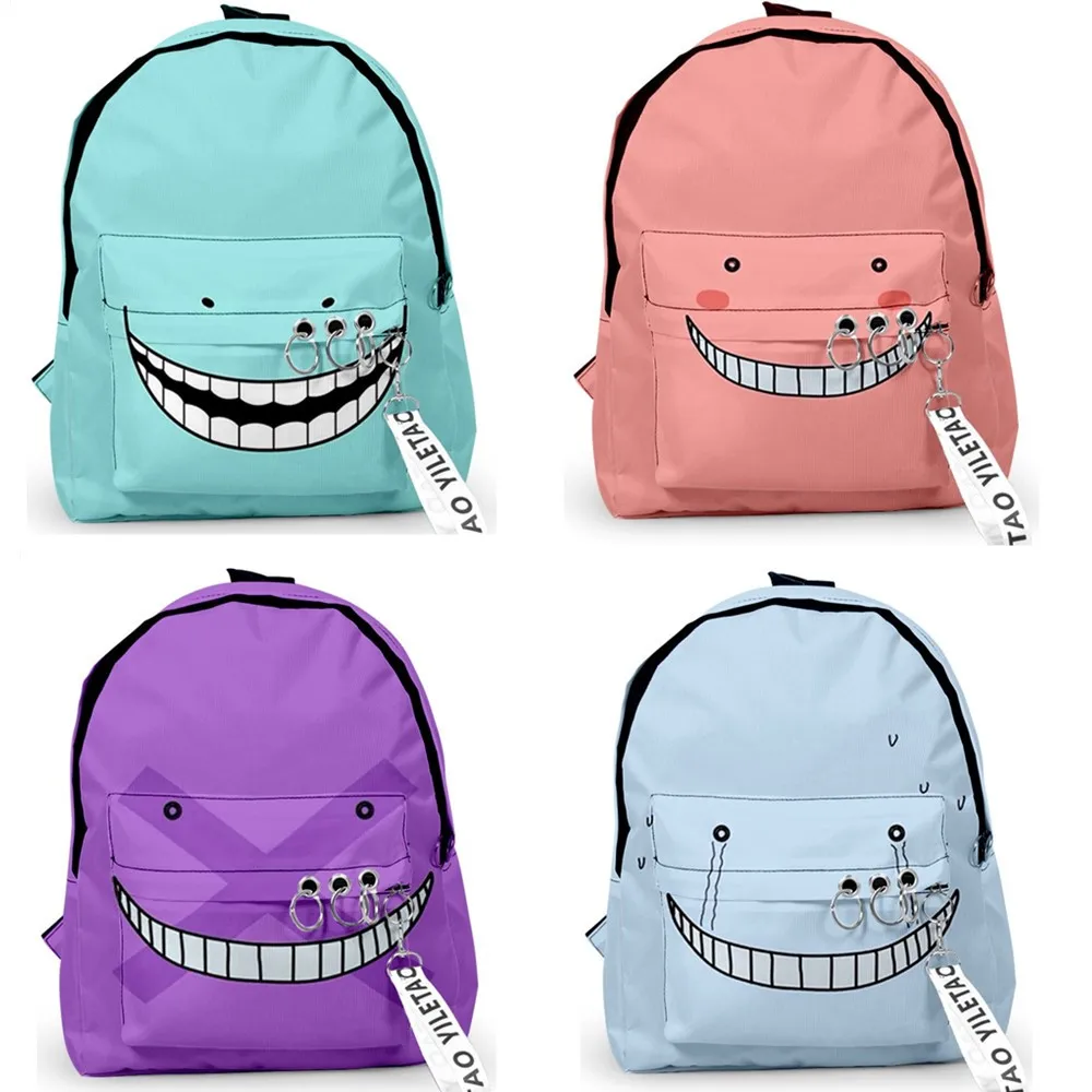 

Trendy Assassination Classroom Korosensei Backpacks Boys/Girls School Bags 3D Print Keychains Oxford Waterproof Small Backpacks