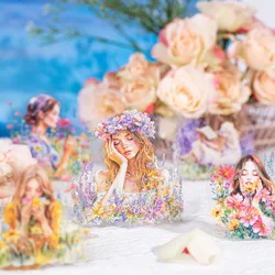20pcs Kawaii Stationery Stickers Maiden in the Field of Flowers Junk Journal Diary Planner Decorative Sticker Scrapbooking
