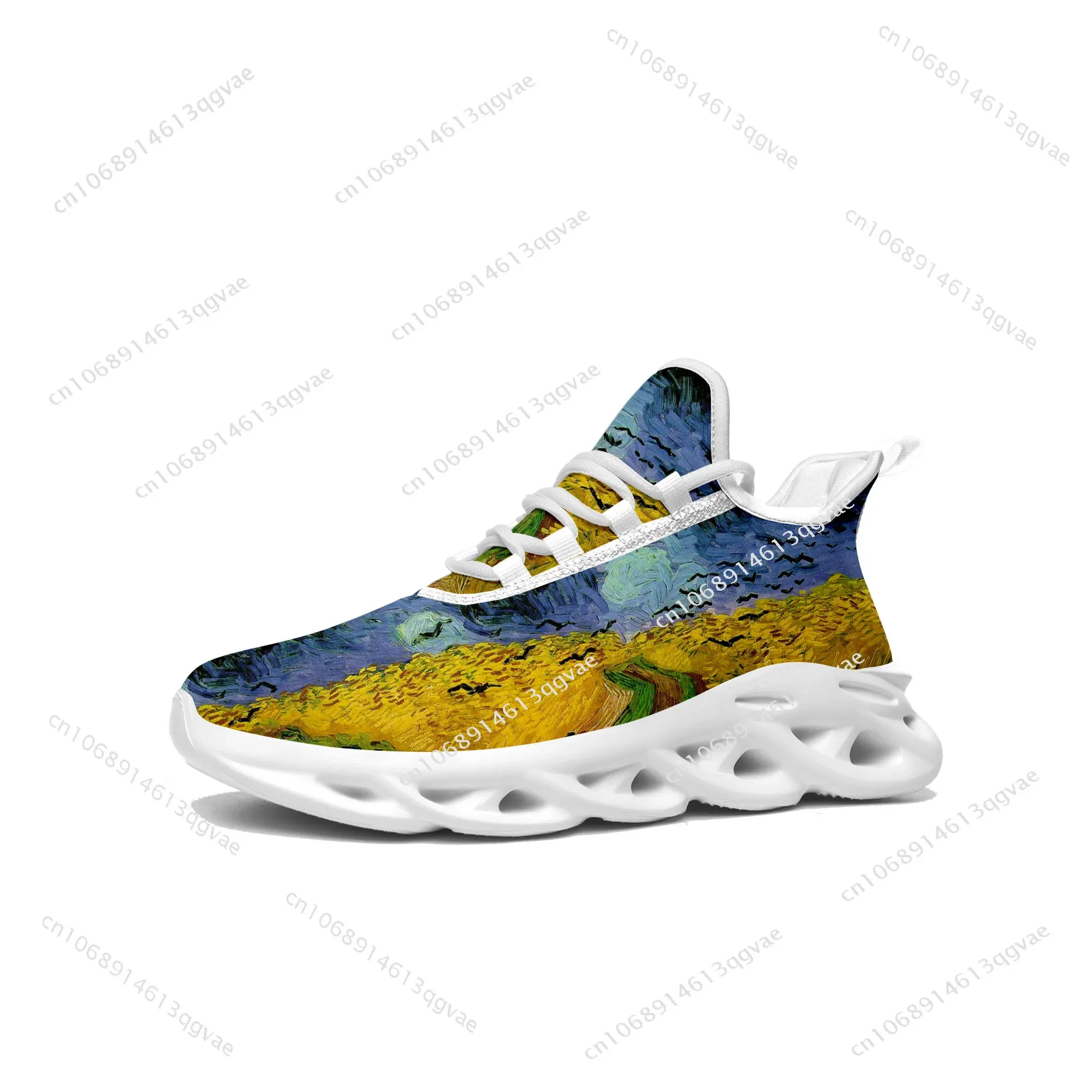 

Van Gogh Oil Painting Rye Crows Flats Sneakers Mens Womens Sports Run High Quality Sneaker Lace Up Mesh Footwear Customize Shoe