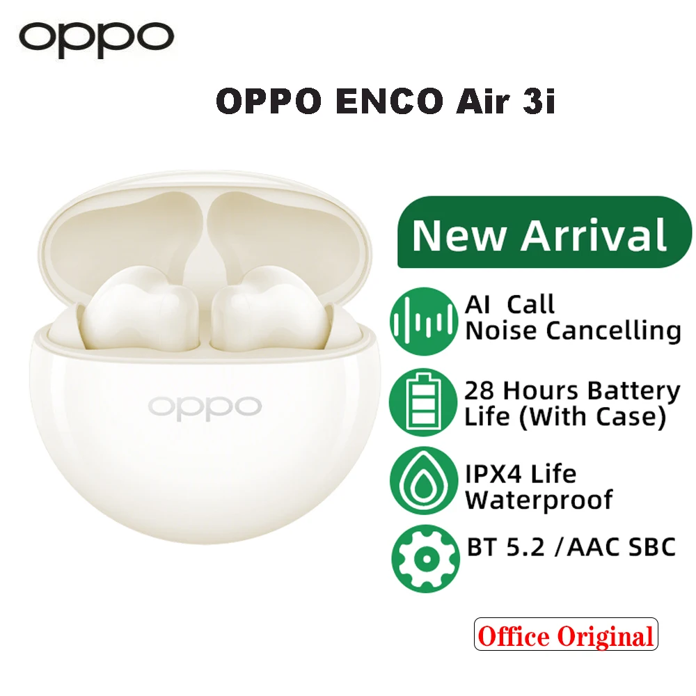 New Original OPPO Enco Air 3i TWS Earphone Bluetooth Wireless Earbuds AI Noise Cancelling HiFi game Headphone 28Hour Battery