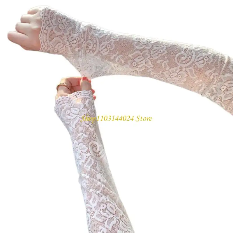 N5KE Bridal Dress Arm Cover with Floral Pattern Removable Dress Lace Sleeve Wedding Party Marriage Photoshoots Supply