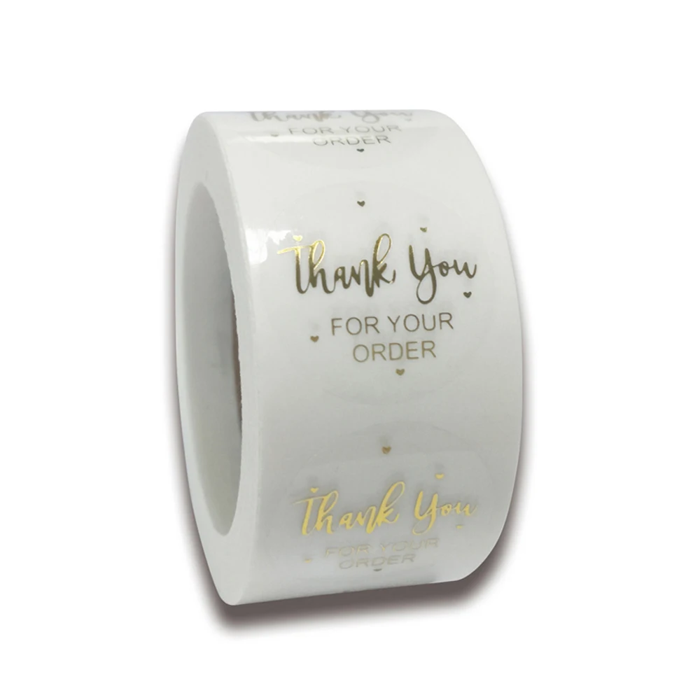 50-500pcs Round Gold Foil Thank You For Your Order Stickers 1 Inch Wedding Pretty Gift Cards Envelope Sealing Label Stickers