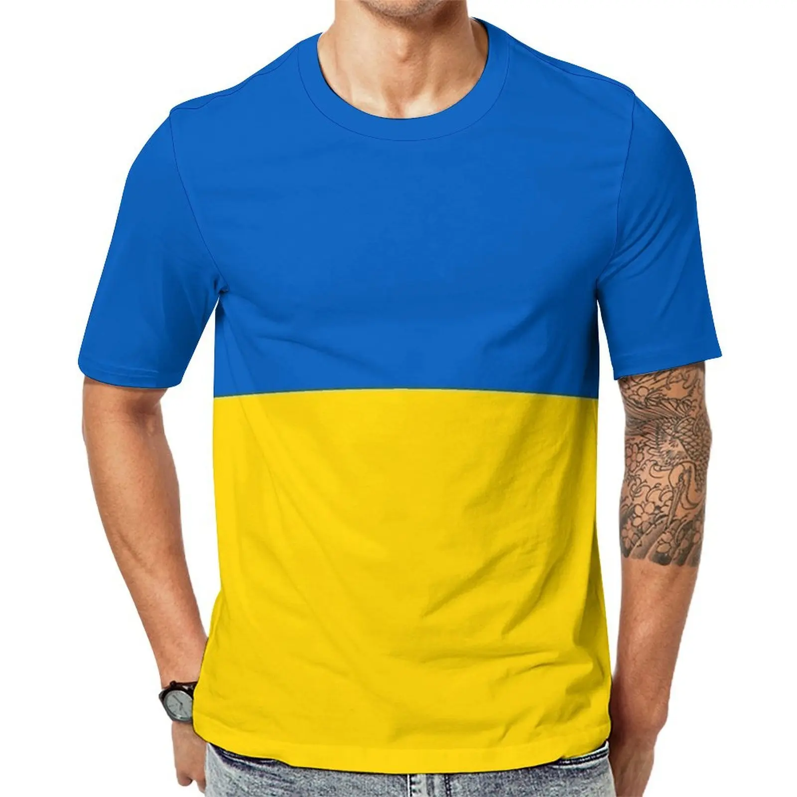 Big Size T-Shirt Summer Ukraine Flag Solid Print T-Shirts  Funny O-Neck Tee Shirt Man Hippie Graphic Clothes