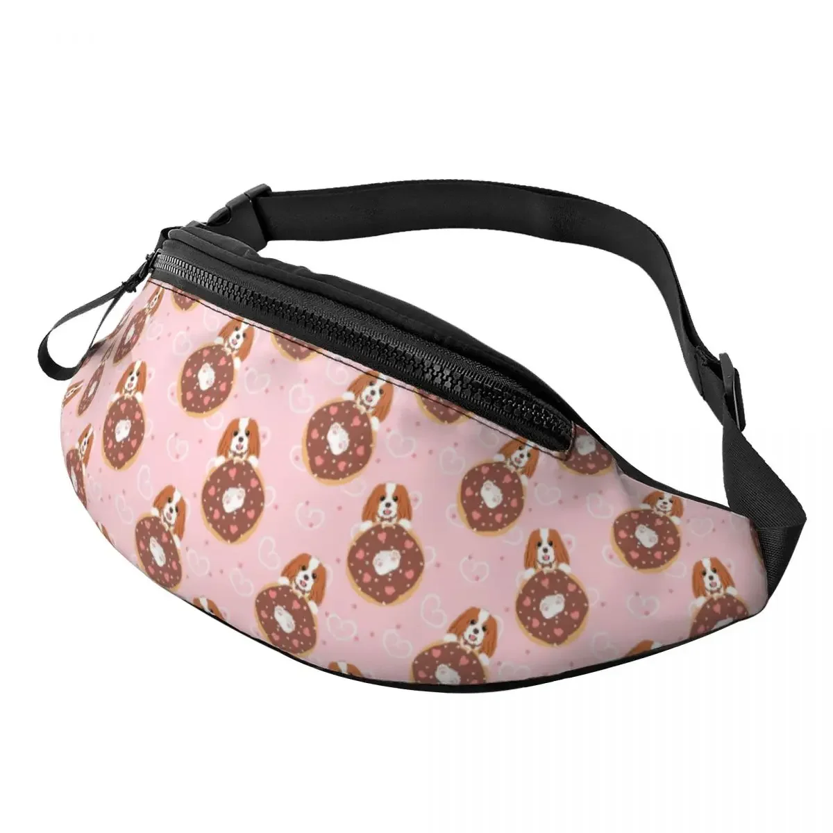 Love Cavalier King Spaniel And Donut Fanny Bag Custom Dog Crossbody Waist Pack Women Men Running Phone Money Pouch