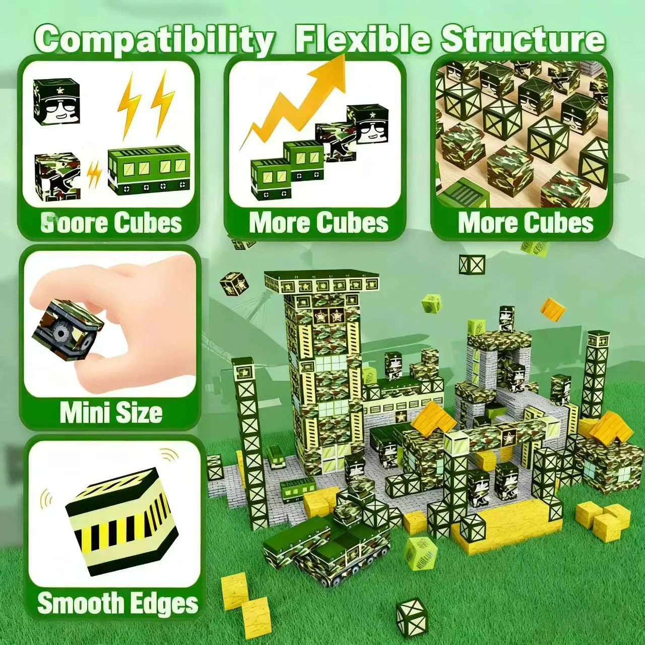 Blocos magnéticos do mundo militar-blocos de construção de montagem multiformato de ímã forte-brinquedo interativo de cena diy para pais e
