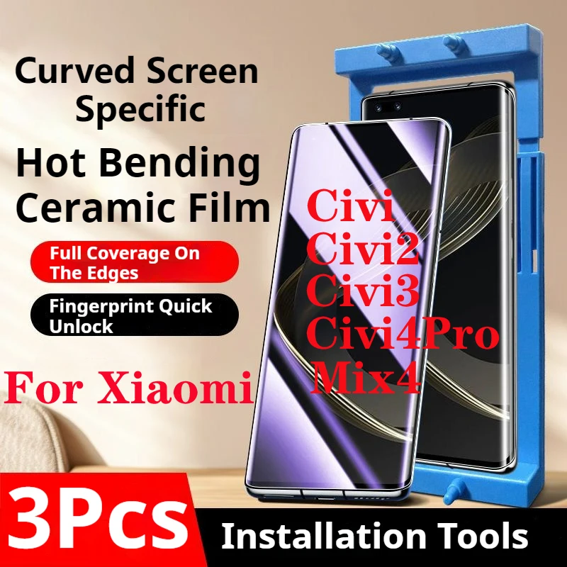 Civi4Pro Privacy Curved Screen Protector For Xiaomi Civi 2 Civi3 Mix4 Ceramic Film Anti-Peeping XiaomiMix4 Civi2 Soft