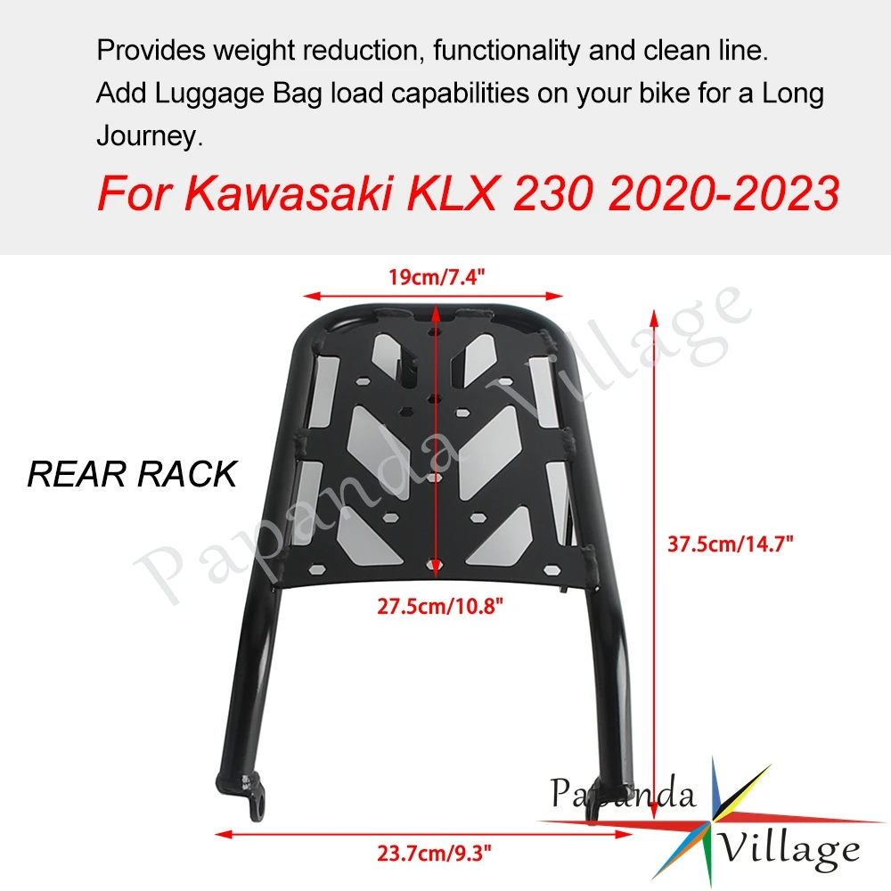 For Kawasaki KLX230 KLX 230 2020-2023 Motorcycle Rear Seat Luggage Rack Off-road Motocross Luggage Support Shelf Carrier Holder