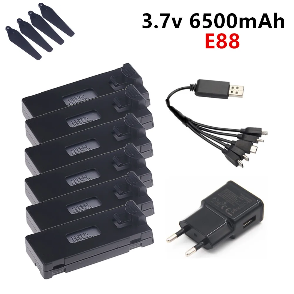 Batterie Lipo 3.7V 6500mAh pour E88 E88PRO E525 E99 P1 K3 P10 A13 S98 RC Quadcopter Drone pièces 3.7V E88 Batteries rechargeables
