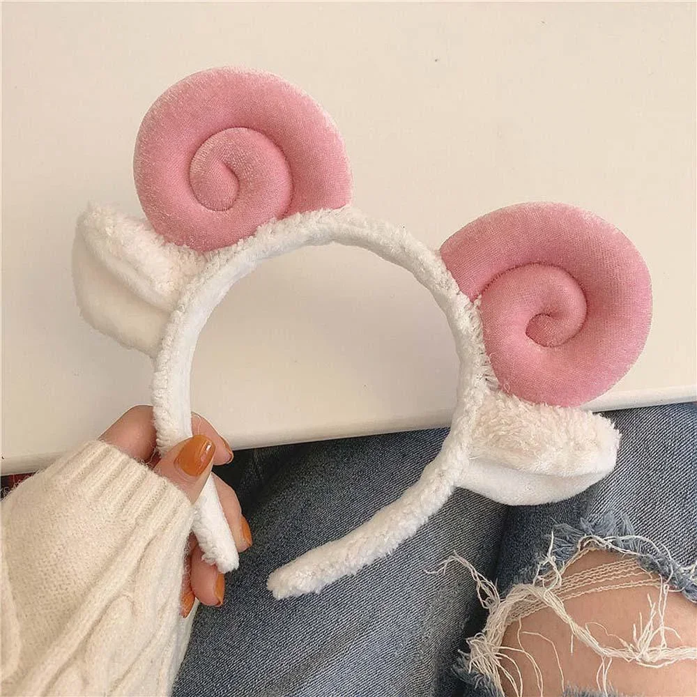 Cute Sheep Horn Lamb Ear Women Headband Makeup New Head Band Hair Headwear for Wash Face Shower Fashion Accessories Girls