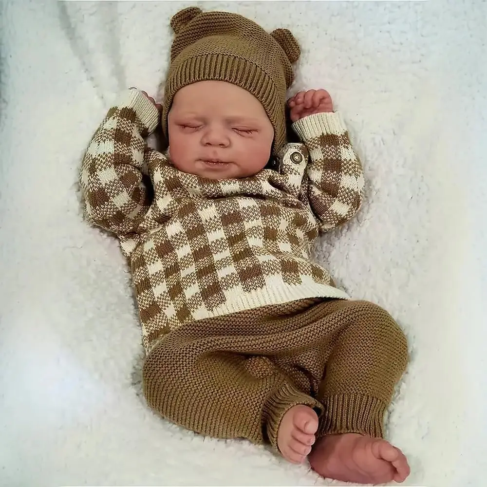NPK 48CM Realistic Reborn Baby Girl Full Body Soft Sculpture Lifelike Sleeping Figure Anatomically Correct Hand-Painted Details