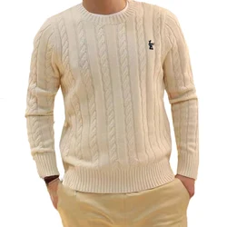 High Quality Mens 100% Cotton Sweaters Pullovers Long Sleeve Knitted Outerwear Casual Clothes Fashion Slim Male Deer-Logo Tops