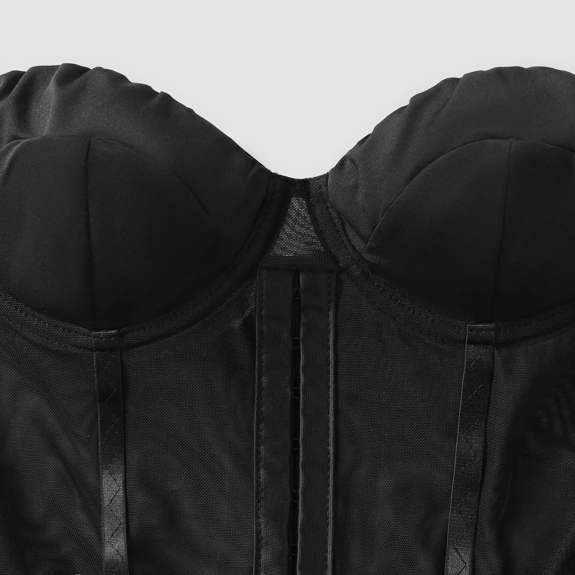 Bangniweigou sexy seitlich schulterfrei schlankes kurzes schwarzes Kleid für Damen, Mesh-Patchwork-Band, drapiert, Party-Robe