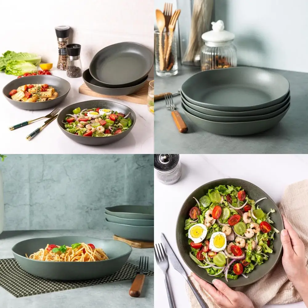 

Набор из 6 больших керамических мисок для пасты объемом 38 унций с волнистым краем, пригодных для использования в духовке, микроволновой печи и посудомоечной машине, идеально подходят для пасты, салатов и других блюд.