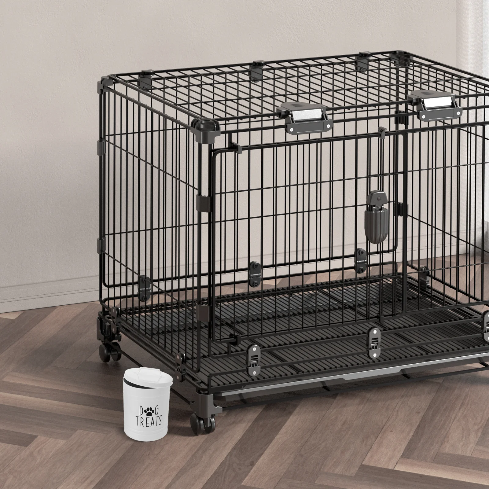 

1pcs Dog Food Storage Container 3.5L Airtight Metal Pet Treat Holder Rustic Countertop Canister For Dry Food Biscuits Sealed