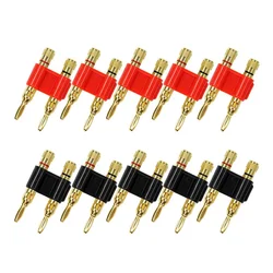 8PCS High Quality Double Row 4mm Banana Plug Connector Gold Plated Speaker Plug Adapter Two-position Audio Cross Plug